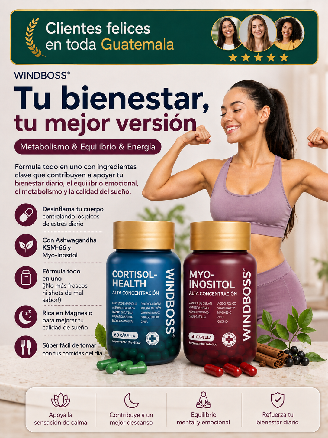 Combo Apoyo al Cortisol – Cortisol Health + Myo-Inositol (Extra Fuerte)